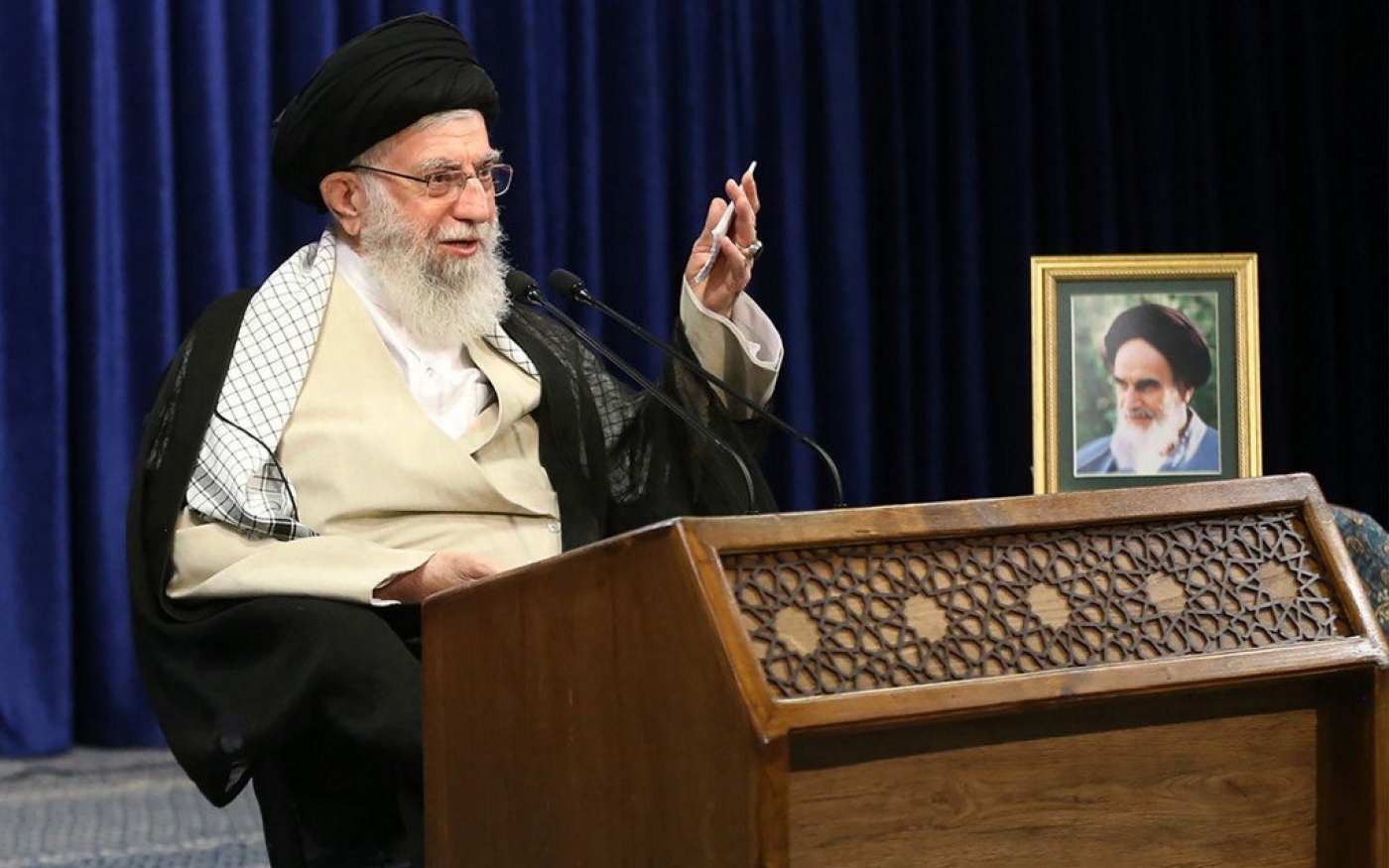 Le guide suprême iranien, l’ayatollah Ali Khamenei, s’exprime à Téhéran le 31 juillet (khamenei.ir/AFP)