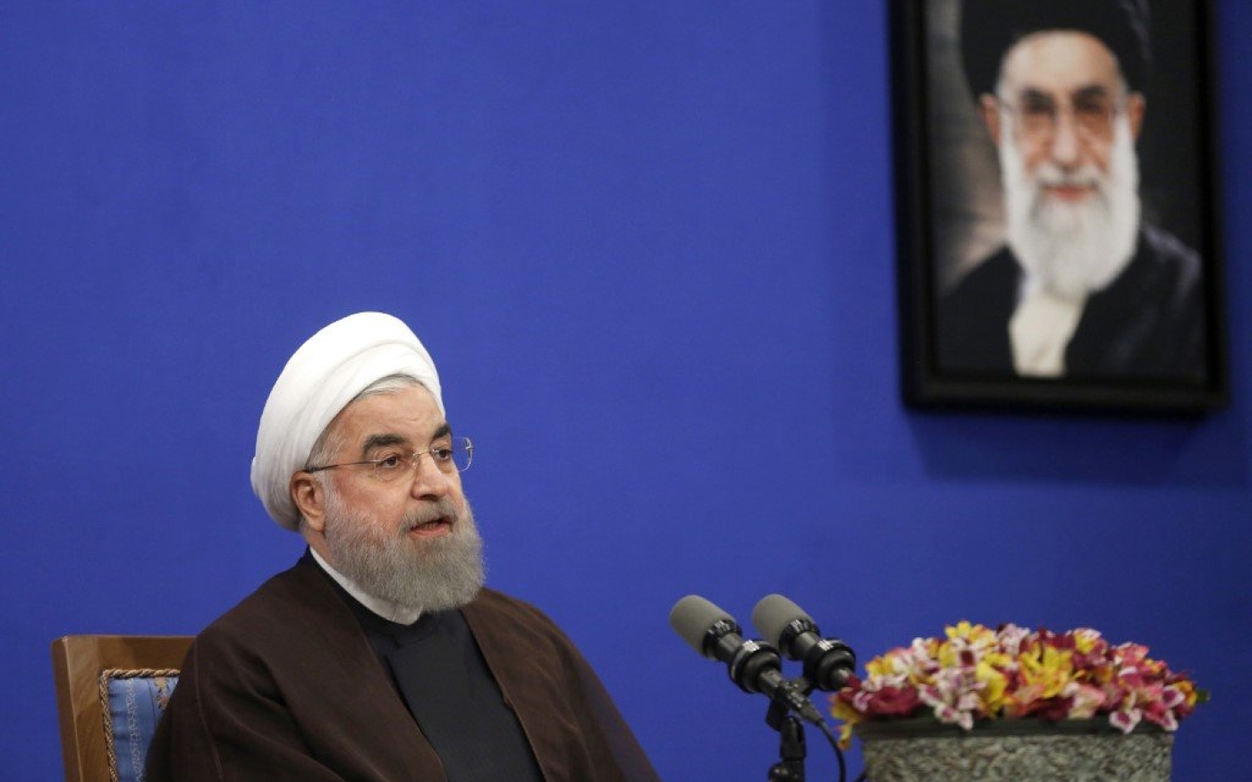 Le président iranien Hassan Rohani s’exprime à Téhéran, en mai 2017 (AFP)