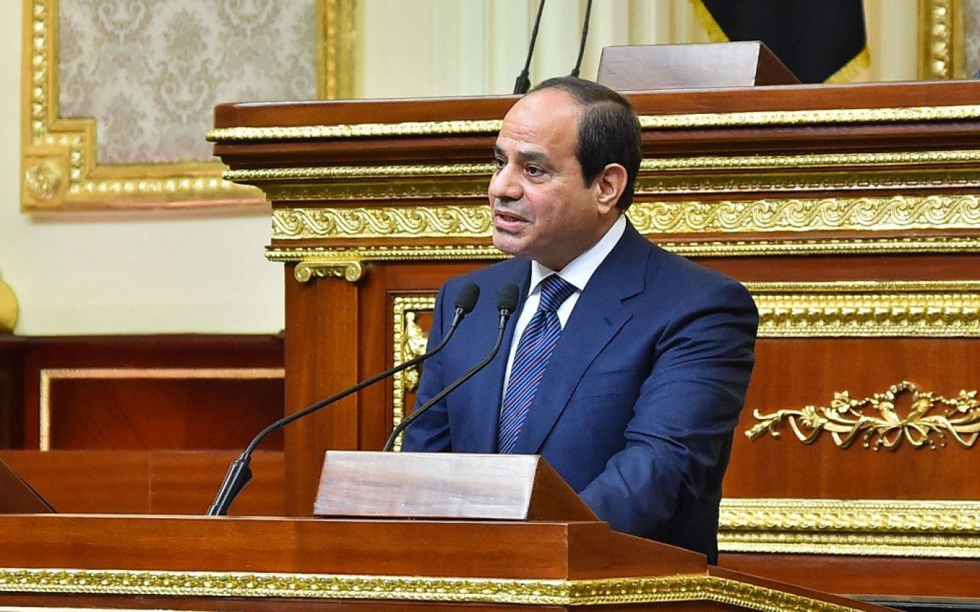Le président égyptien Abdel Fattah al-Sissi s’exprime au Caire, en 2018 (présidence égyptienne/AFP)