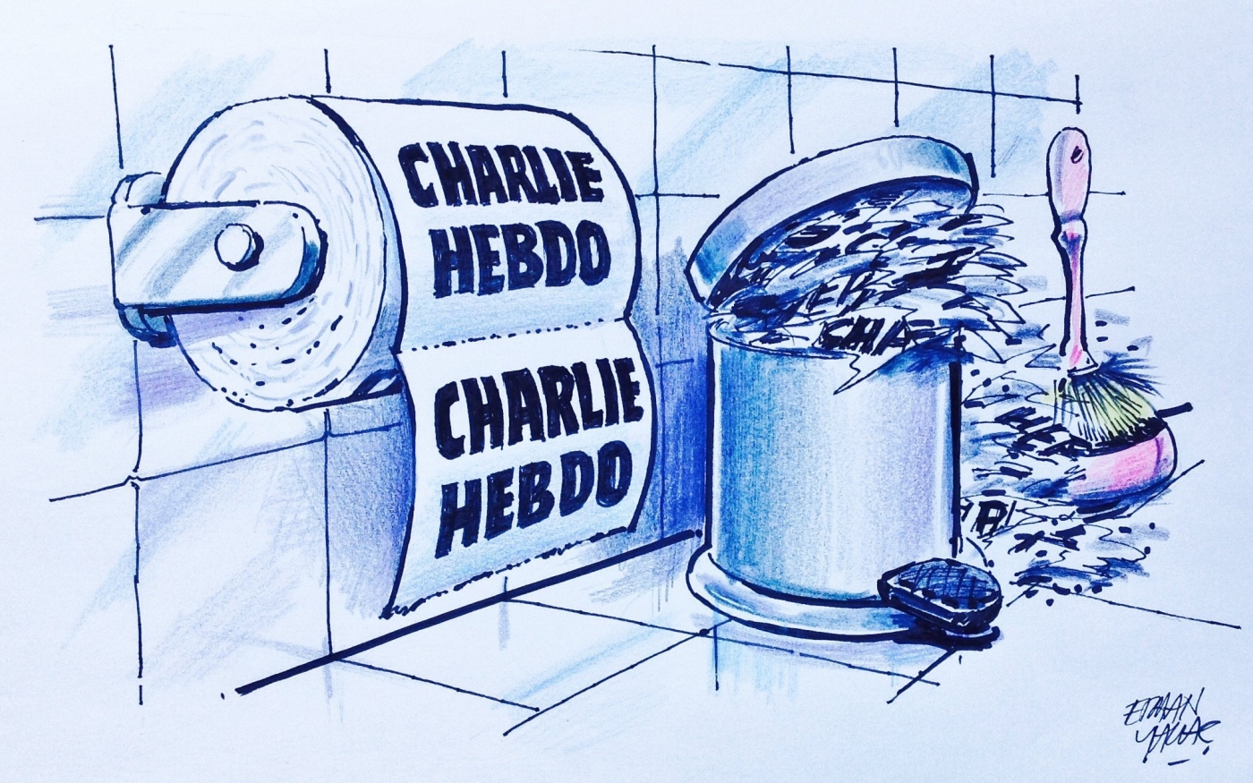 L’image « Papier toilette Charlie Hebdo » a circulé sur internet après la publication par l’hebdomadaire français de la caricature sur le tremblement de terre en Turquie (Twitter)