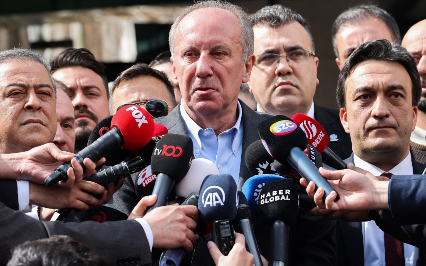 « Je retire ma candidature », a déclaré Muharrem İnce, jeudi 11 mai, lors d’une conférence de presse. Il était crédité de 2 à 4 % des intentions de vote dans les dernières enquêtes d’opinion (AFP/Adem Altan)