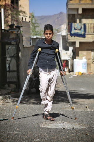 Ahmad Mukhtar, 14, stepped on a landmine while grazing sheep (MEE/Khalid al-Banna)