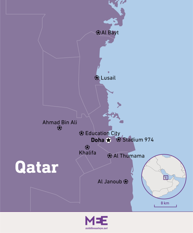 Qatar World Cup Map of the Stadiums (MEE)