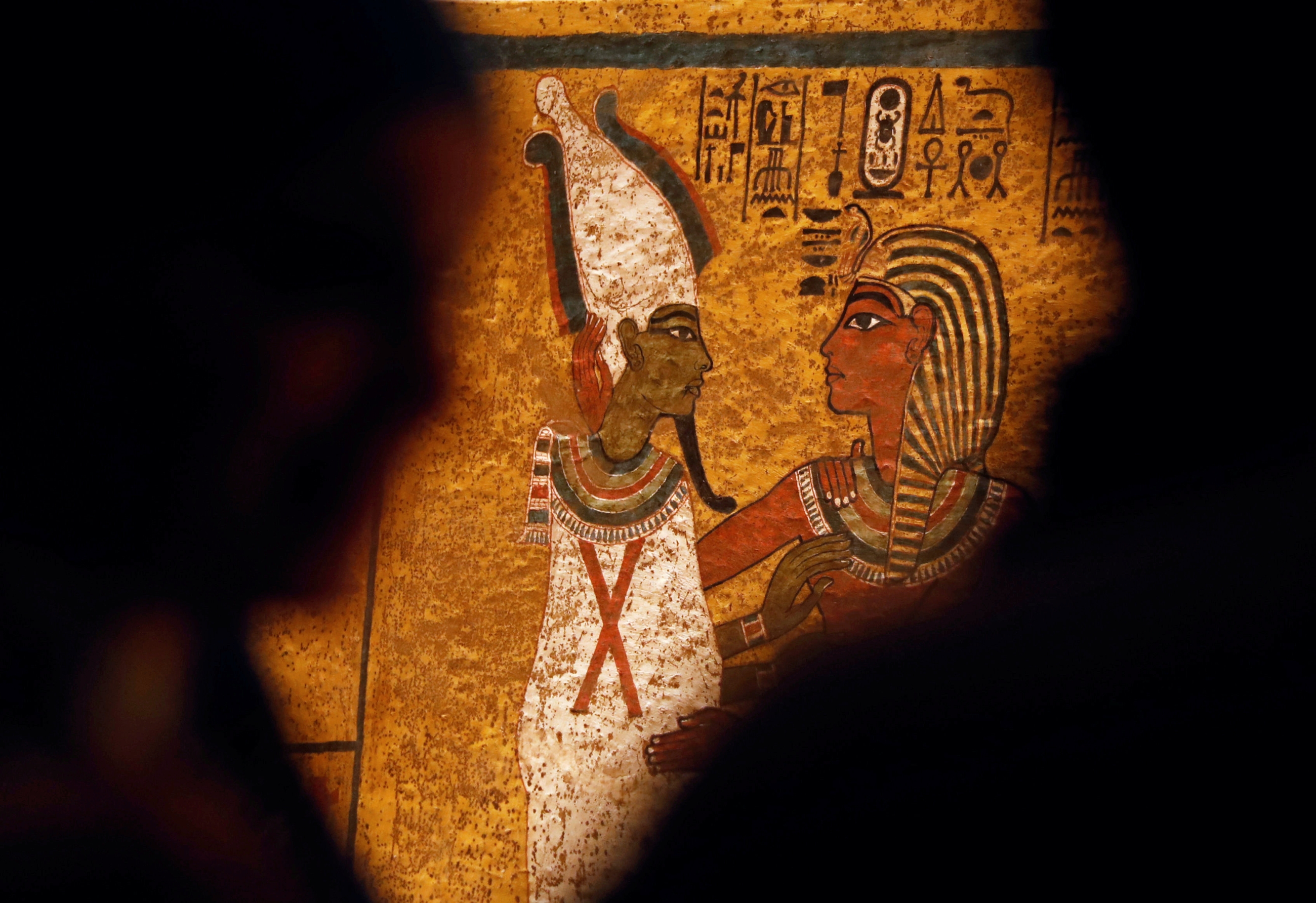 The restoration took 10 years, much of which was spent analysing the damage to the tomb – including graffiti by visitors, some of it dating back centuries. The process was also delayed by the political upheaval that Egypt has experienced since 2011 (Reuters)