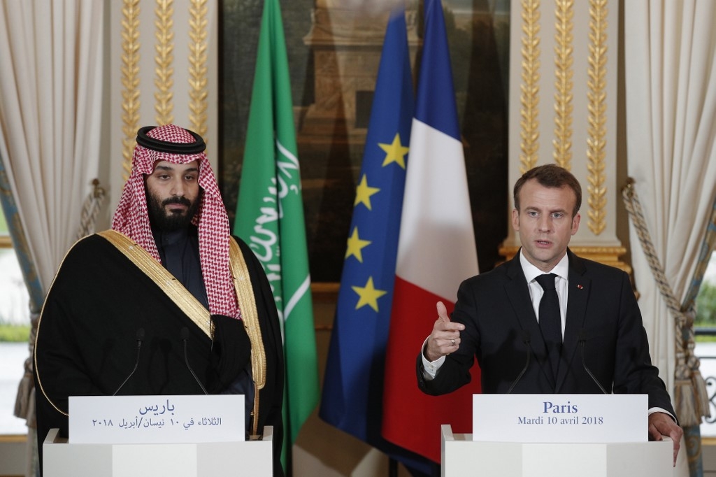 Mohammed bin Salman and Emmanuel Macron
