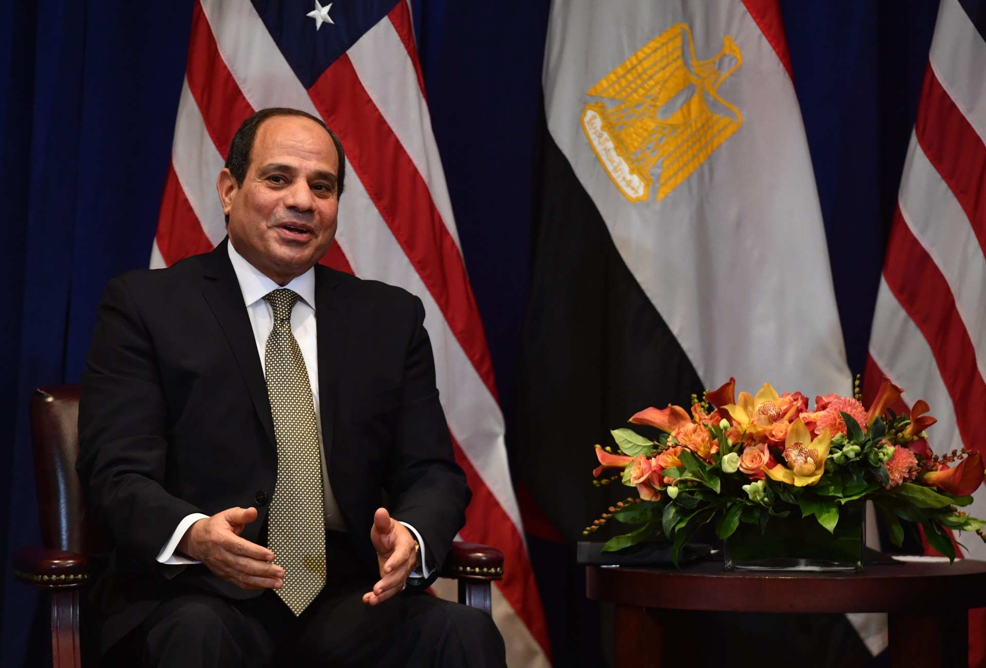 Abdel Fattah al-Sissi s’exprime lors d’une rencontre bilatérale avec le président américain Donald Trump à New York, en 2018 (AFP)