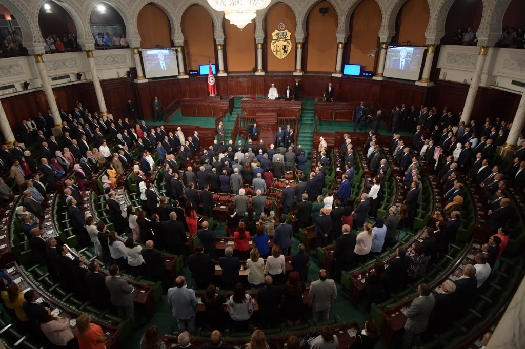 La probable future coalition gouvernementale s’inscrit dans le bras de fer qui oppose depuis des mois Rached Ghannouchi à Kais Saied (en photo lors de sa prestation de serment) pour le leadership de la Tunisie (AFP)