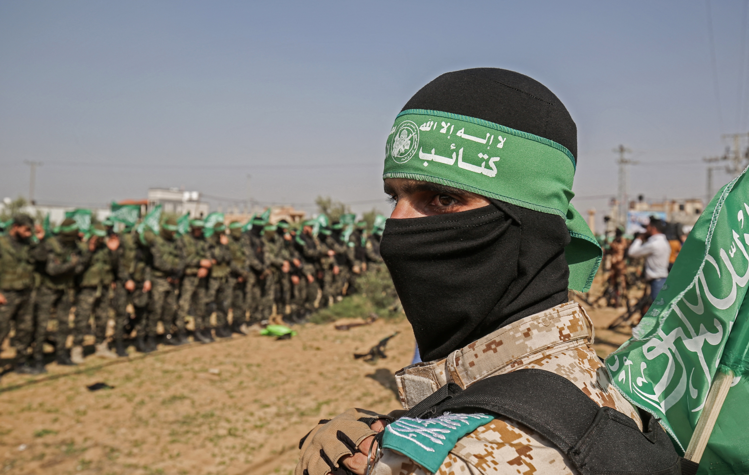 Fighters from the Izzedine al-Qassam Brigades