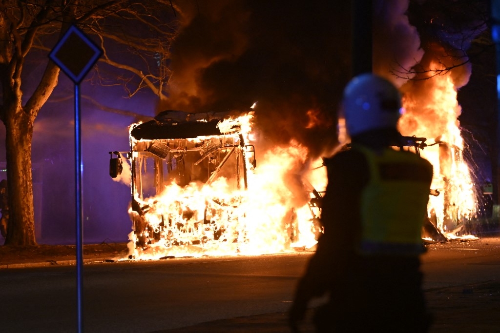 La ville de Malmö a été le théâtre d’émeutes après le passage du chef du parti d’extrême droite Ligne dure (AFP/Johan Nilsson)