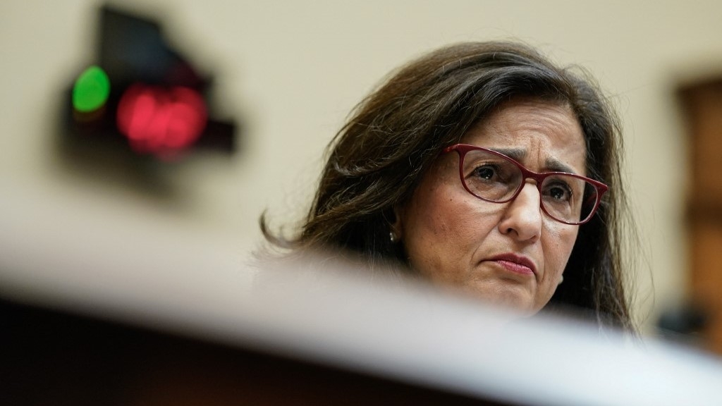 Shafik as president testifying during a House Committee on Education and the Workforce hearing about antisemitism on college campuses in April (AFP)