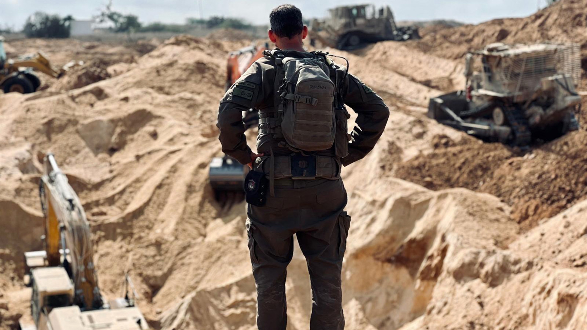 A handout picture released by the Israeli army on 28 August 2024 reportedly shows an Israeli soldier during operations to investigate and destroy a tunnel in the central Gaza corridor by the 16th Brigade (via AFP)