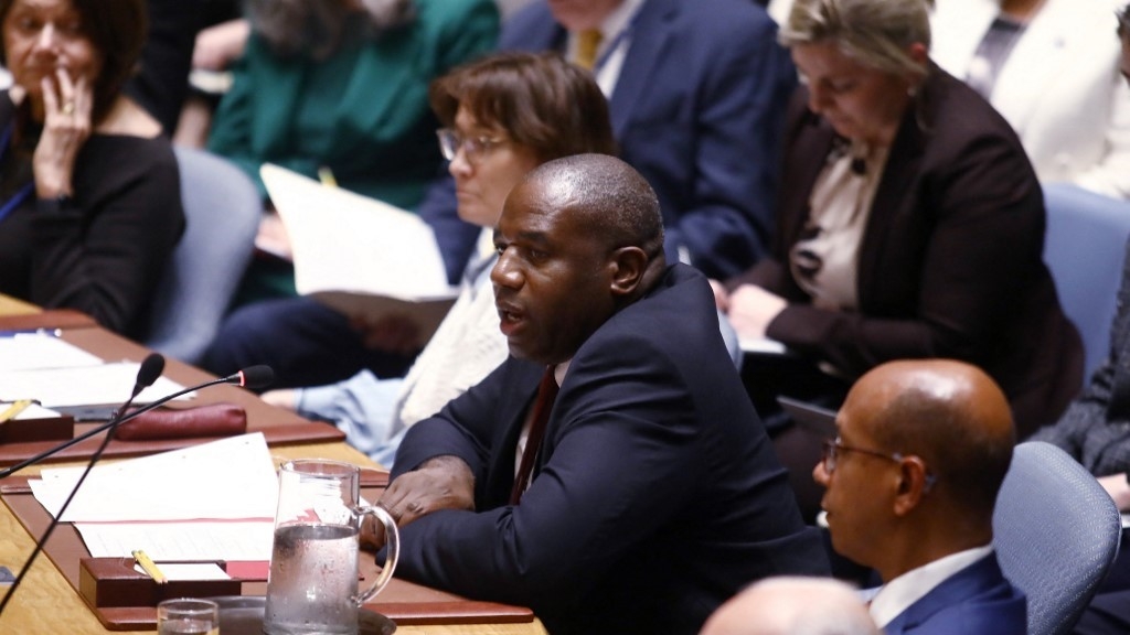 UK Foreign Secretary David Lammy speaks during a UN Security Council meeting on the theme of "Leadership for Peace" on 25 September