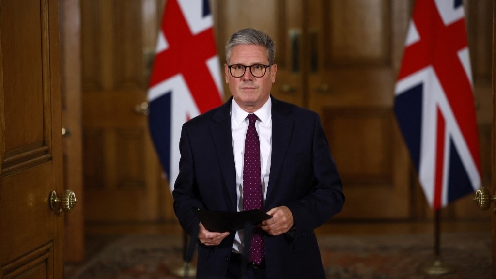 UK Prime Minister Keir Starmer makes a statement on the evolving situation in the Middle East inside 10 Downing Street in London on 1 October 2024 (AFP)