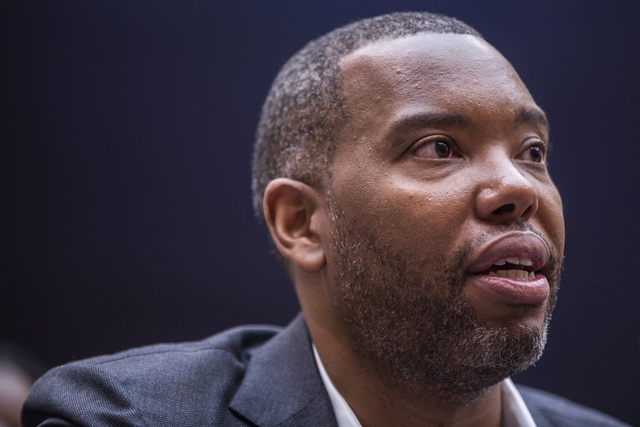 Author and journalist Ta-Nehisi Coates testifies during a hearing on slavery reparations held in Washington, 2019. (Zach Gibson/AFP)