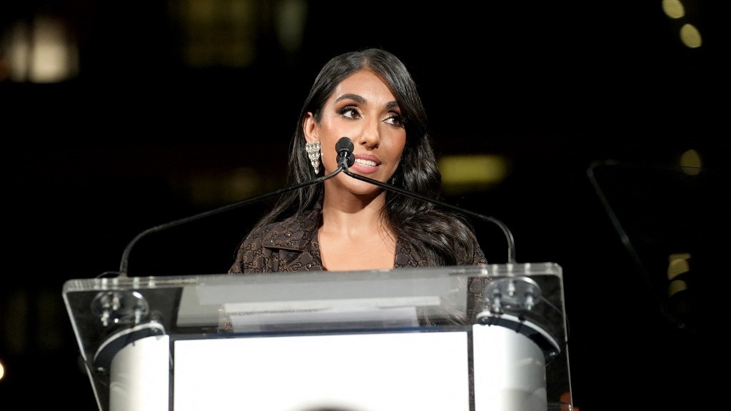 Rupi Kaur speaks onstage as Equality Now Hosts "Make Equality Reality" Gala at Guastavino's on October 11, 2023 in New York City