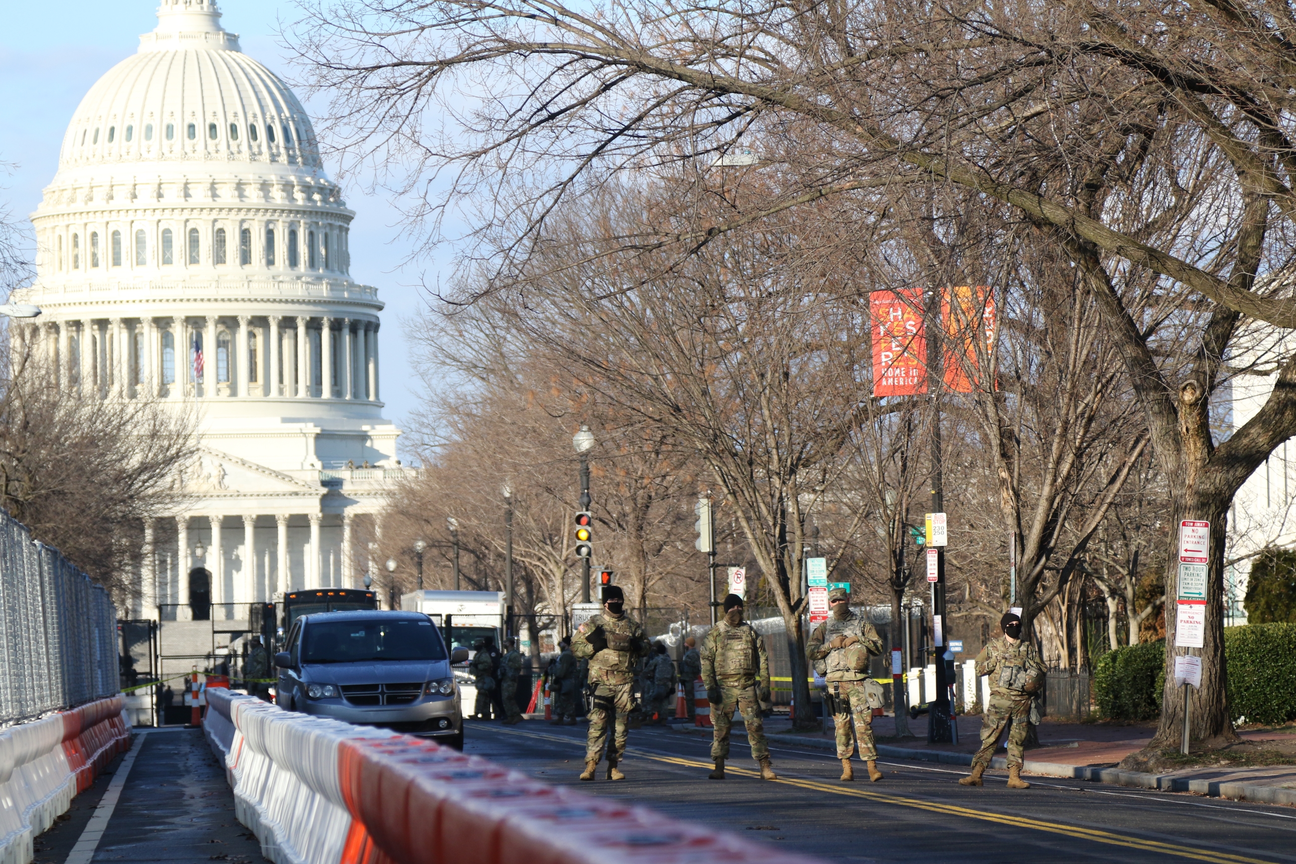 National Guard members are stationed several hundred feet from the US Capitol building.