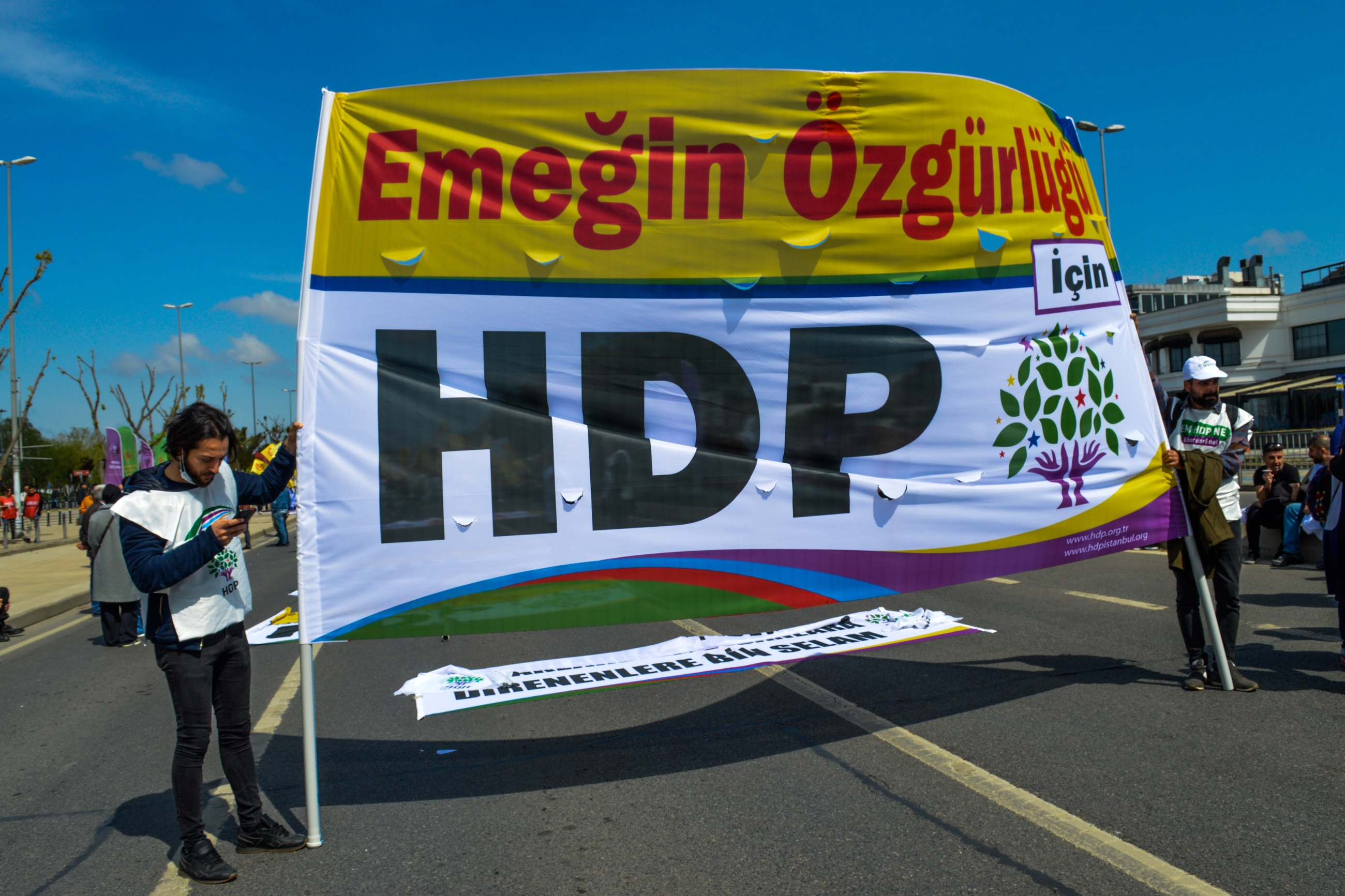 Members and supporters of the pro-Kurdish opposition Peoples' Democratic Party (HDP) take part in a rally on the occasion of May Day in Istanbul, Turkey, on 1 May 2022 (Reuters)