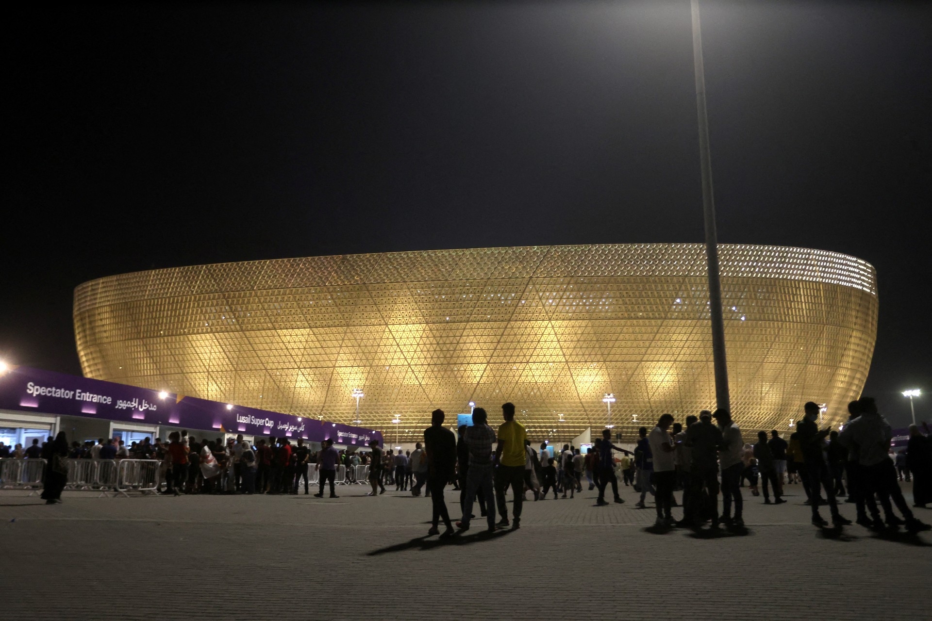 Spectators head to the Lusail Stadium in Qatar for the Lusail Super Cup (Reuters)