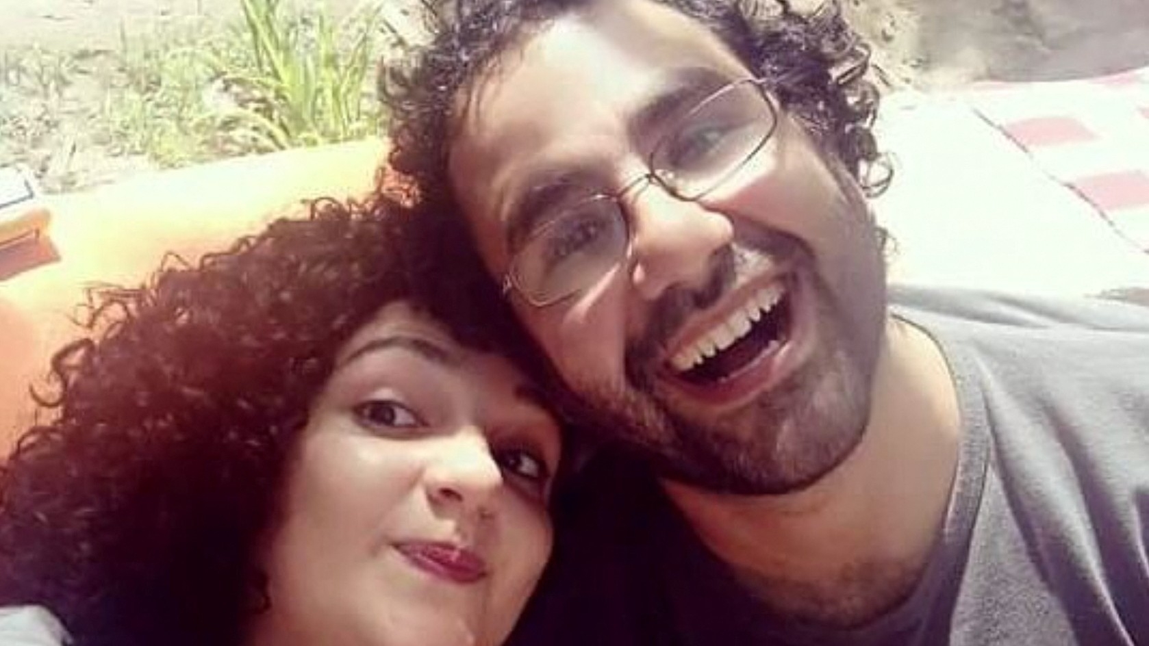 Imprisoned Egyptian-British activist Alaa Abd el-Fattah with his sister Mona (Reuters)
