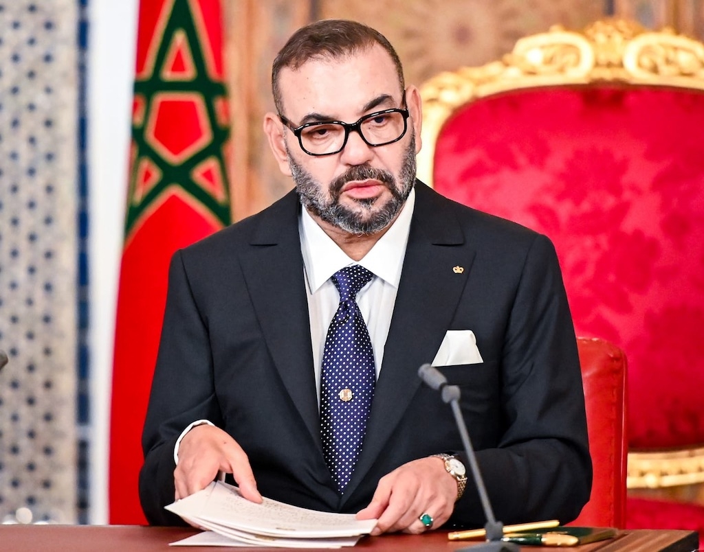 Le souverain marocain prononçant son discours, le samedi 31 juillet 2021 (Twitter @MarocDiplomatie)