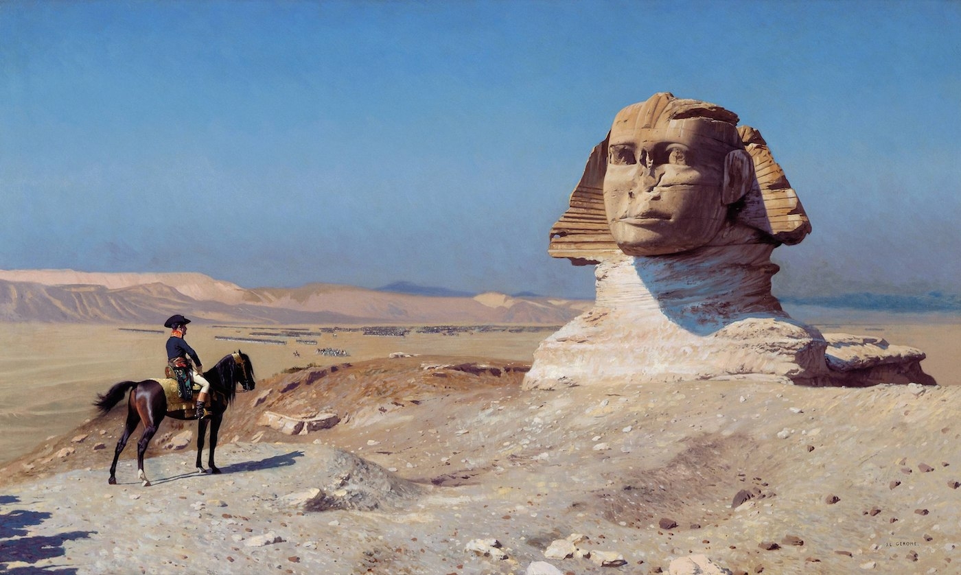 Bonaparte devant le Sphinx, peinture de Jean-Léon Gérôme (Wikipédia) 