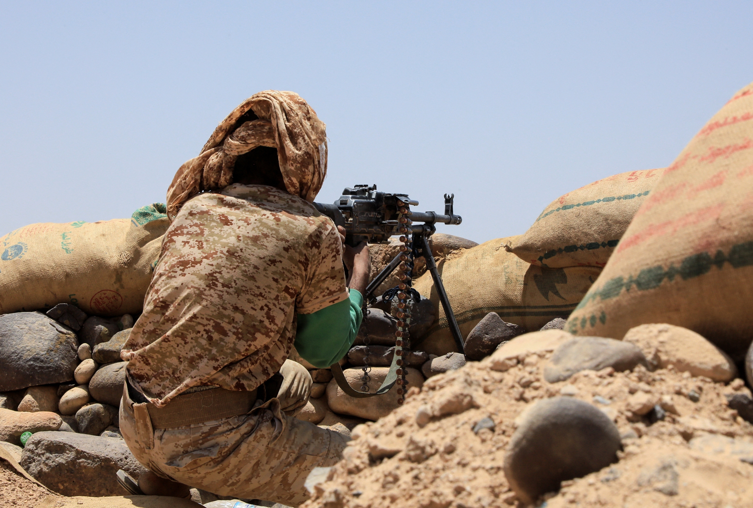 A fighter with forces loyal to Yemen's Saudi-backed government