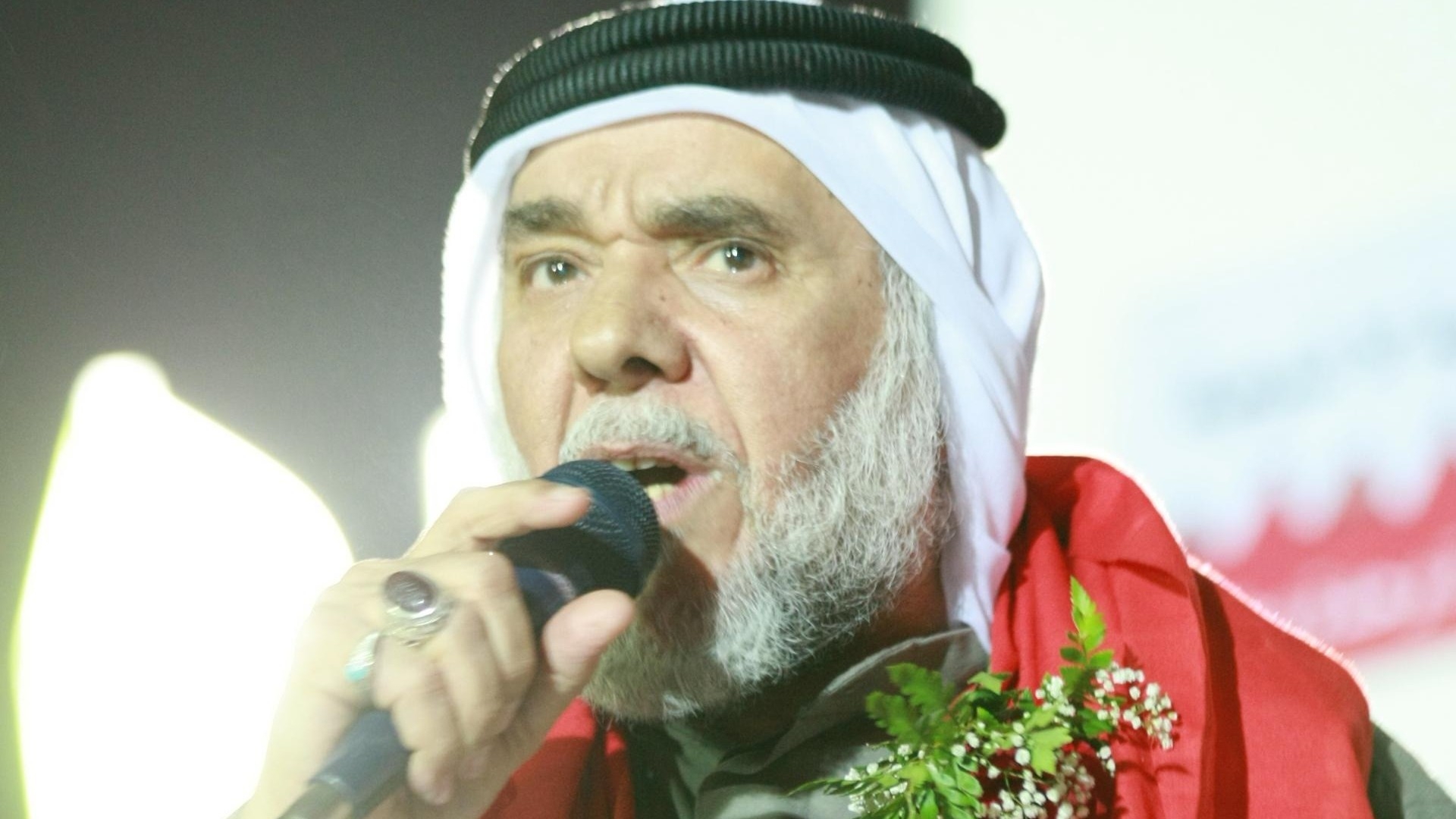 Hassan Mushaima addresses a crowd at the Pearl Roundabout in Manama in February 2011 (BIRD) 