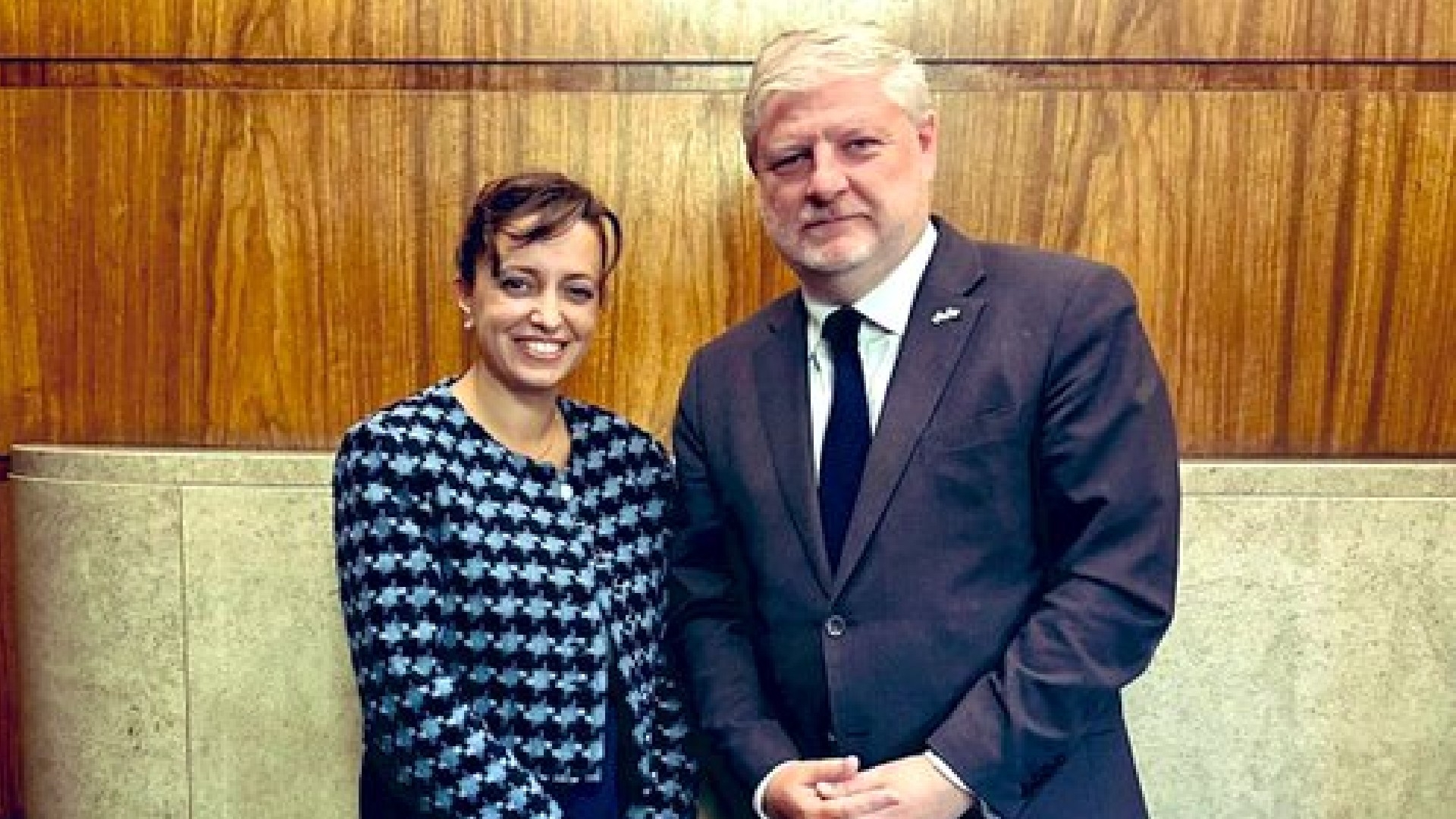 Israel's deputy ambassador to the UK, Daniela Grudsky Ekstein, posted a photo with Angus Robertson following the meeting (X)