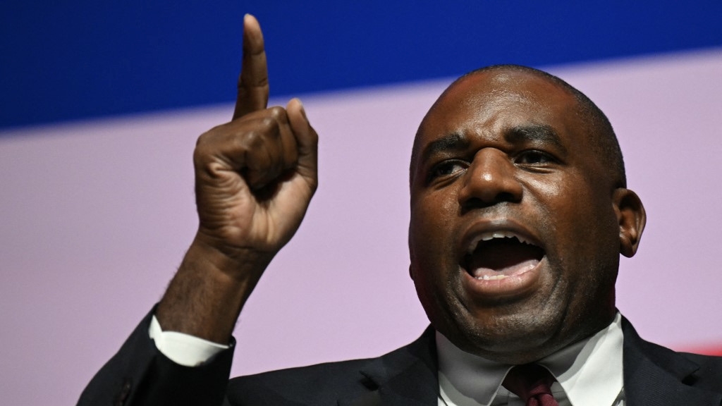 Britain's Foreign Secretary David Lammy speaks at Labour's annual conference, in Liverpool, on 22 September 2024 (Oli Scarff/AFP)