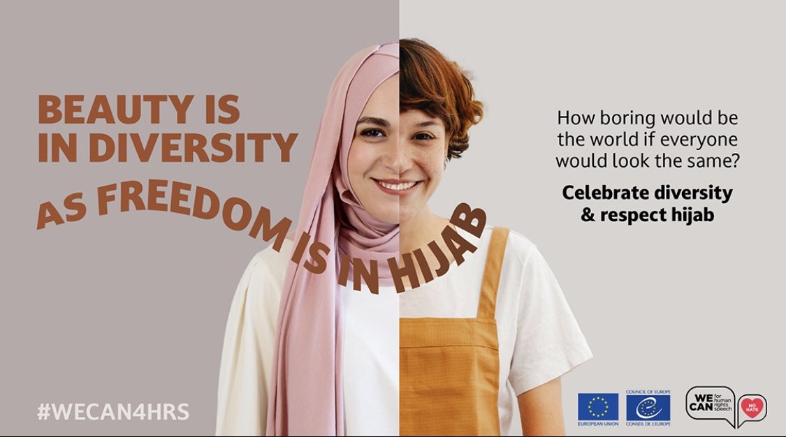 Un message en anglais de cette campagne indiquait : « Beauty is in diversity as freedom is in hijab » (la beauté est dans la diversité comme la liberté est dans le hijab) (capture d’écran)