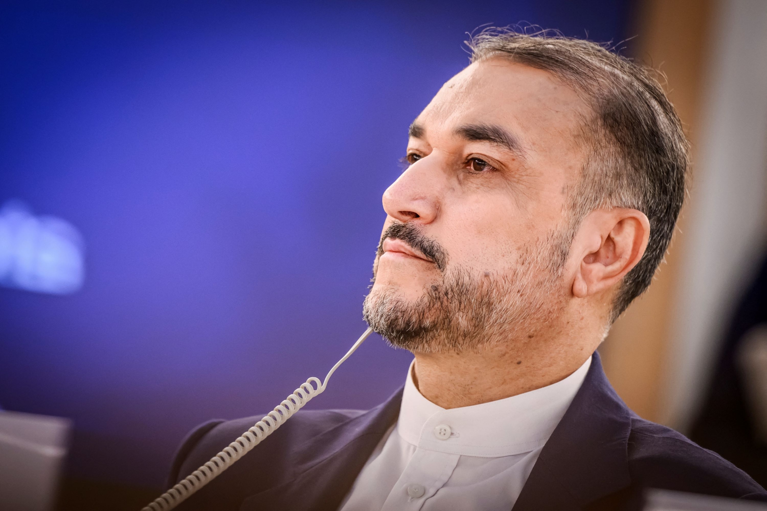 Hossein Amir Abdollahian at the Human Rights Council in Geneva on 26 February (AFP/Gabriel Monnet) 