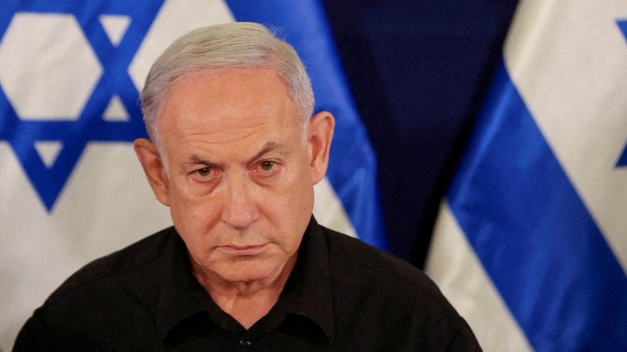Le Premier ministre israélien Benyamin Netanyahou tient une conférence de presse à Tel Aviv, le 28 octobre 2023 (Reuters)