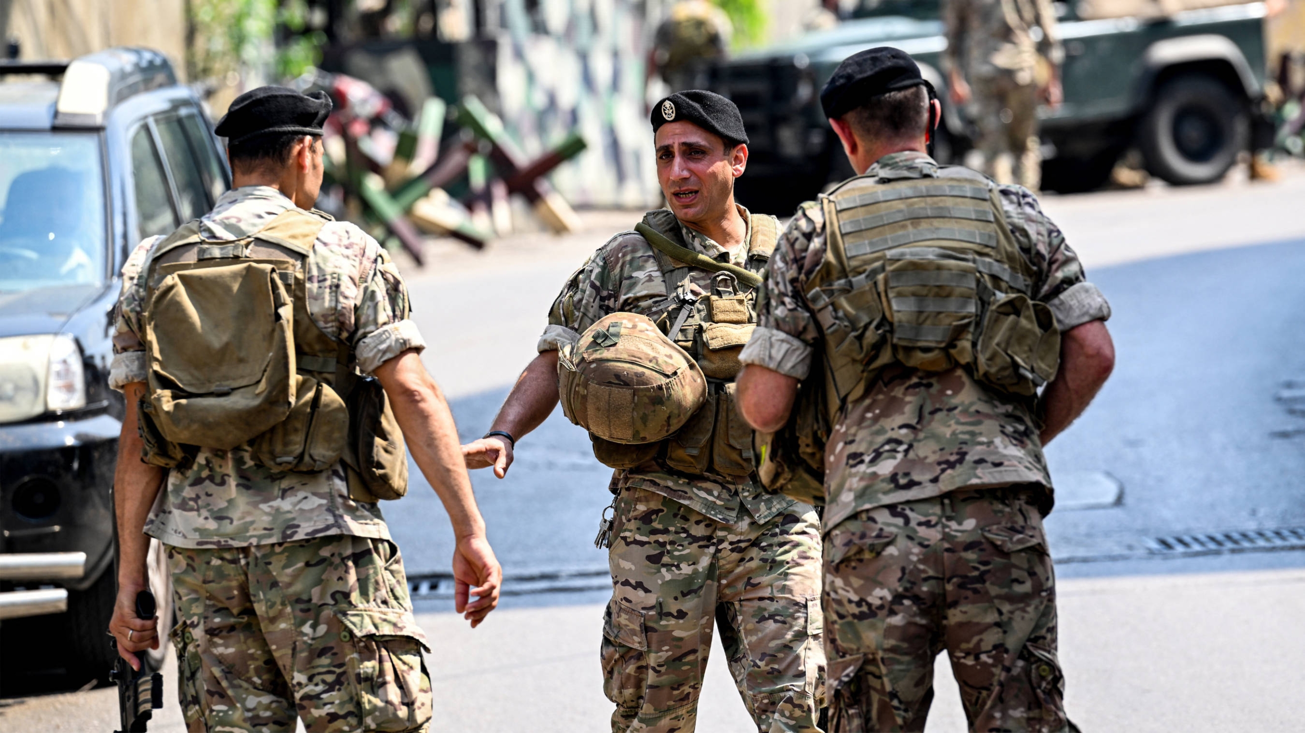 Lebanese soldiers deploy near the US embassy in Beirut on 5 June 2024, after a Syrian man was arrested following a shooting near the embassy (AFP)