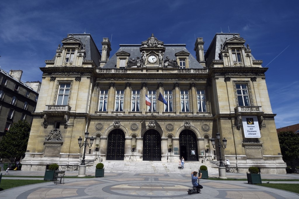 City hall of Neuilly-sur-Seine, a suburb west of Paris where the Saudi prince owns a luxurious residence.
