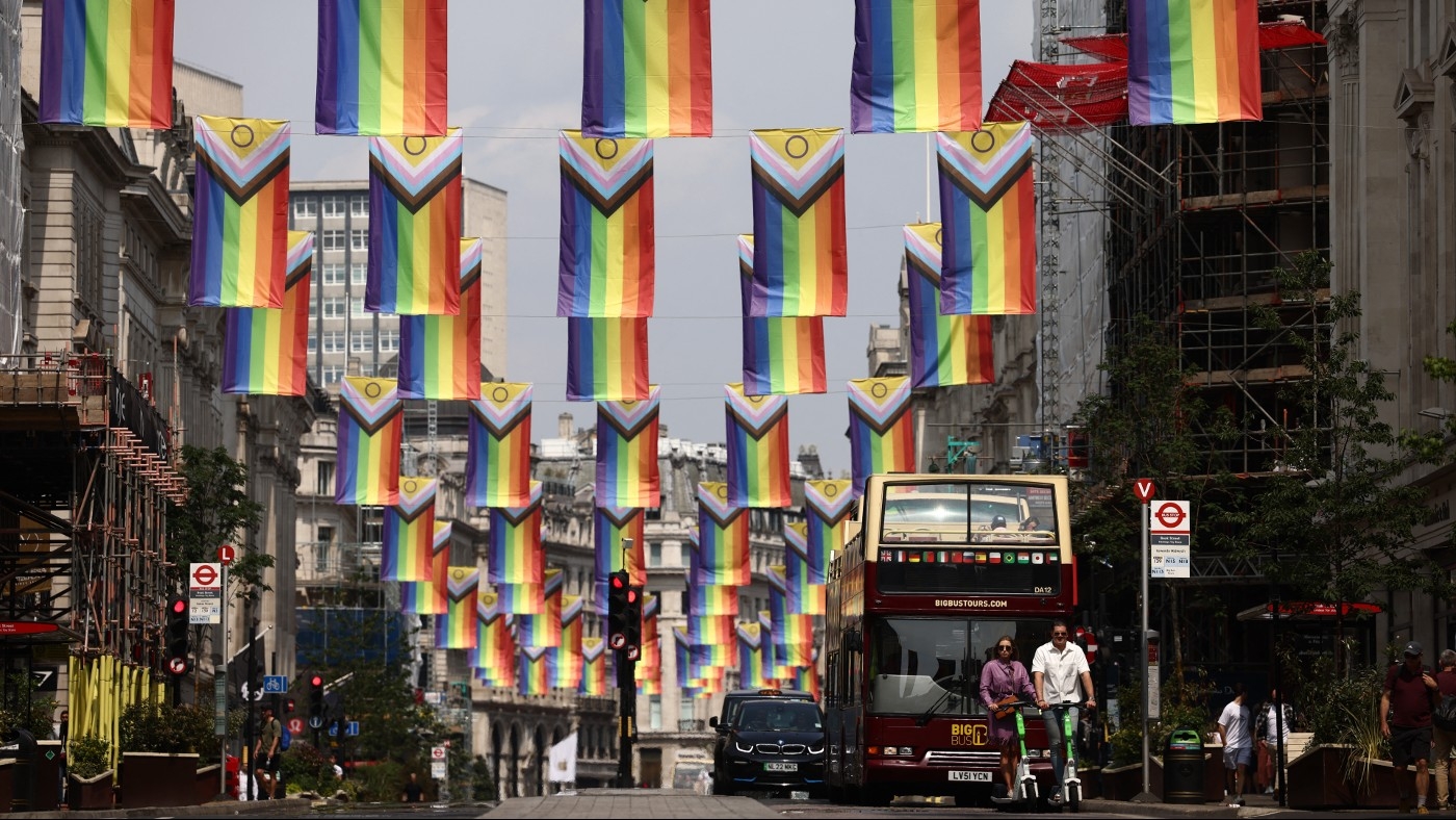 Central London on the day of the Pride parade on 1 July 2023 (AFP)