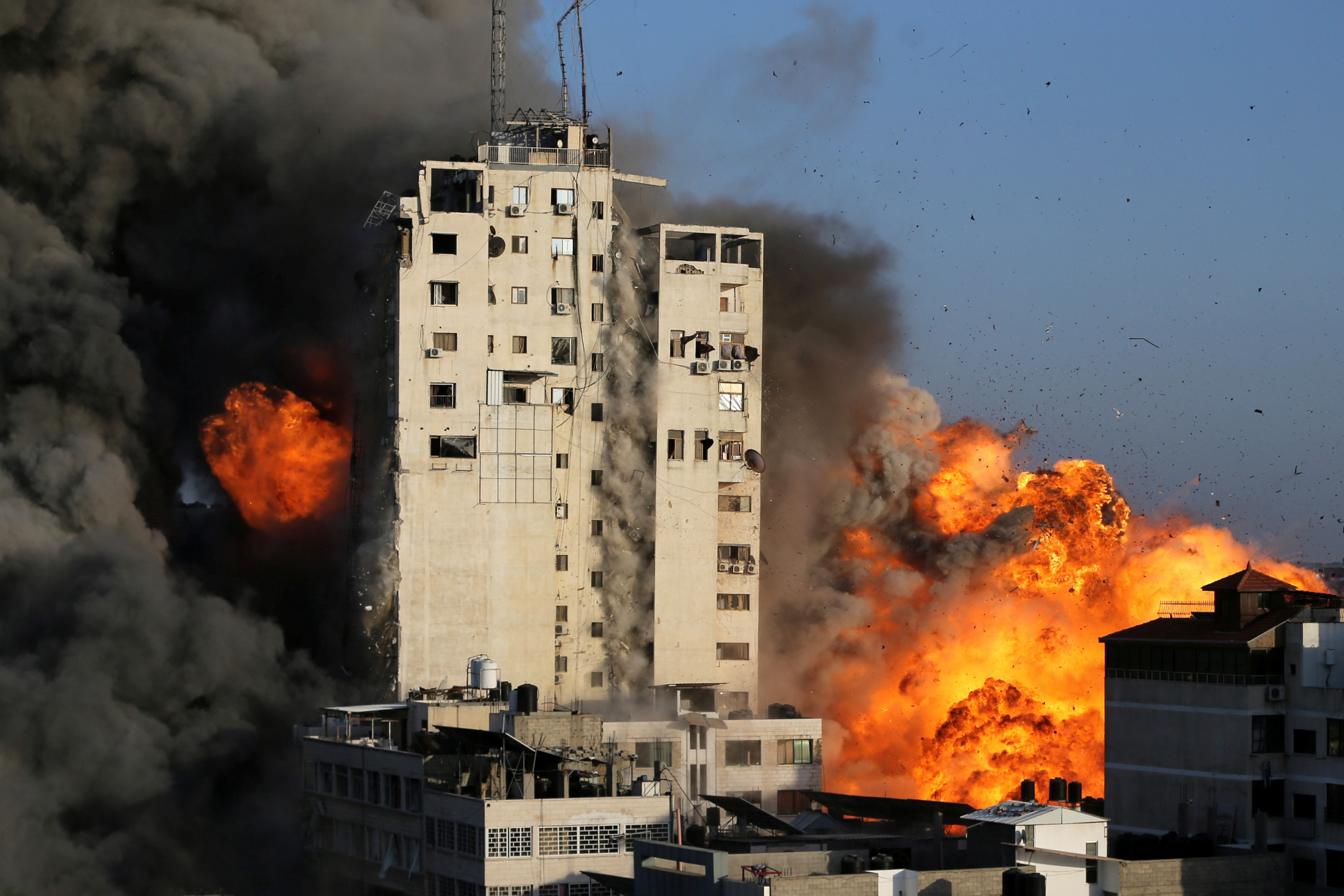 The 16-storey al-Shorouk was previously hit by a missile strike during Israel's attack on Gaza in 2014 