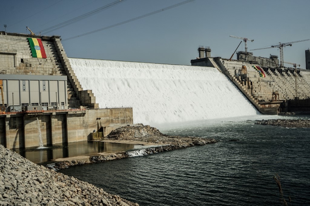 The Grand Ethiopian Renaissance Dam in Guba, Ethiopia, 19 February 2022 (AFP)