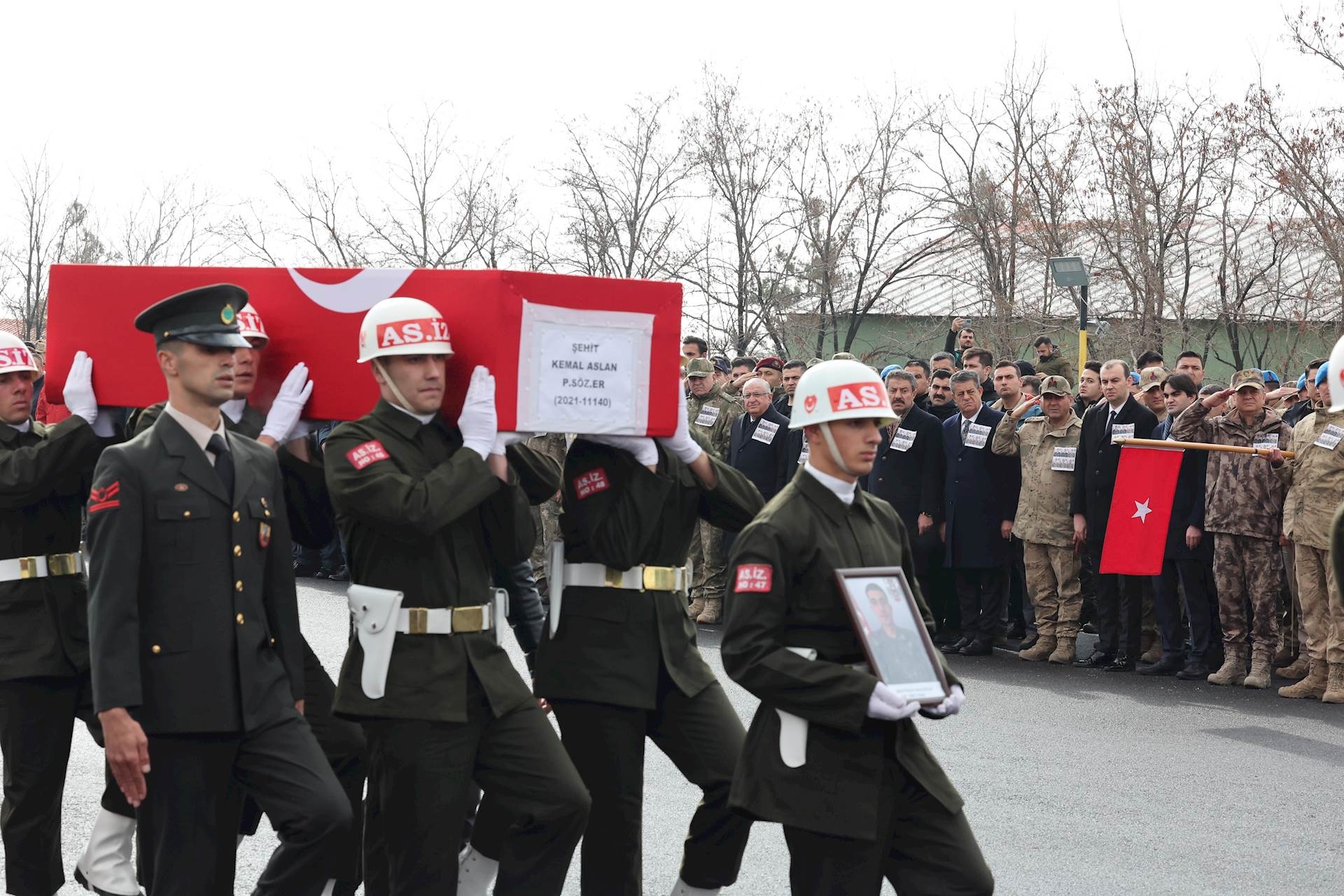 A Turkish military funeral for the fallen soldiers after the deadly PKK attacks in Iraq on 24 December 2023 in the city of Sirnak, Turkey (Turkish Defense Ministry)
