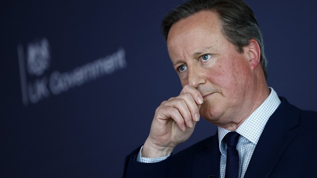 Britain's Foreign Secretary David Cameron speaks at the National Cyber Security Centre in London on Thursday (Benjamin Cremel/AFP)