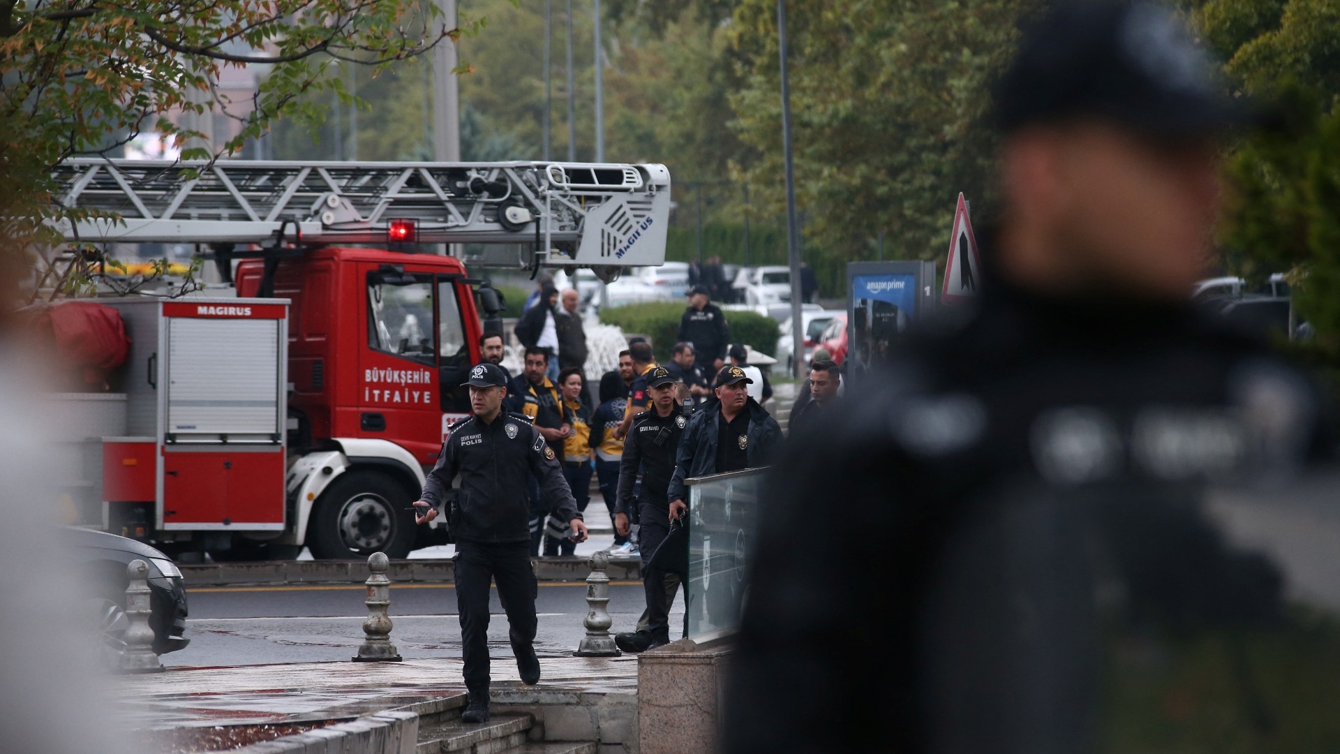 Police officers secure an area near the Interior Ministry following a bomb attack in Ankara, Turkey on 1 October 2023 (Reuters)