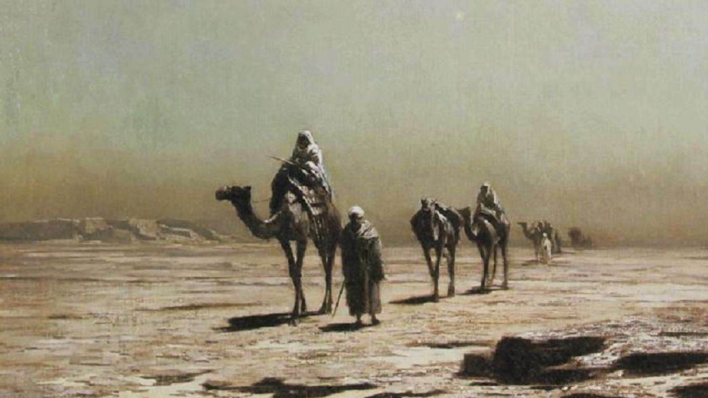 Voyageurs arabes peints par Ludwig Hans Fischer, artiste du XIXe siècle (domaine public)