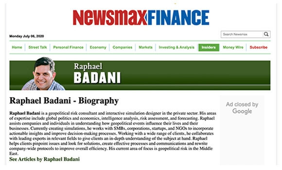 Les photos de profil de Raphael Badani ont été volées sur le blog du fondateur d’une startup de San Diego (capture d’écran Newsmax)