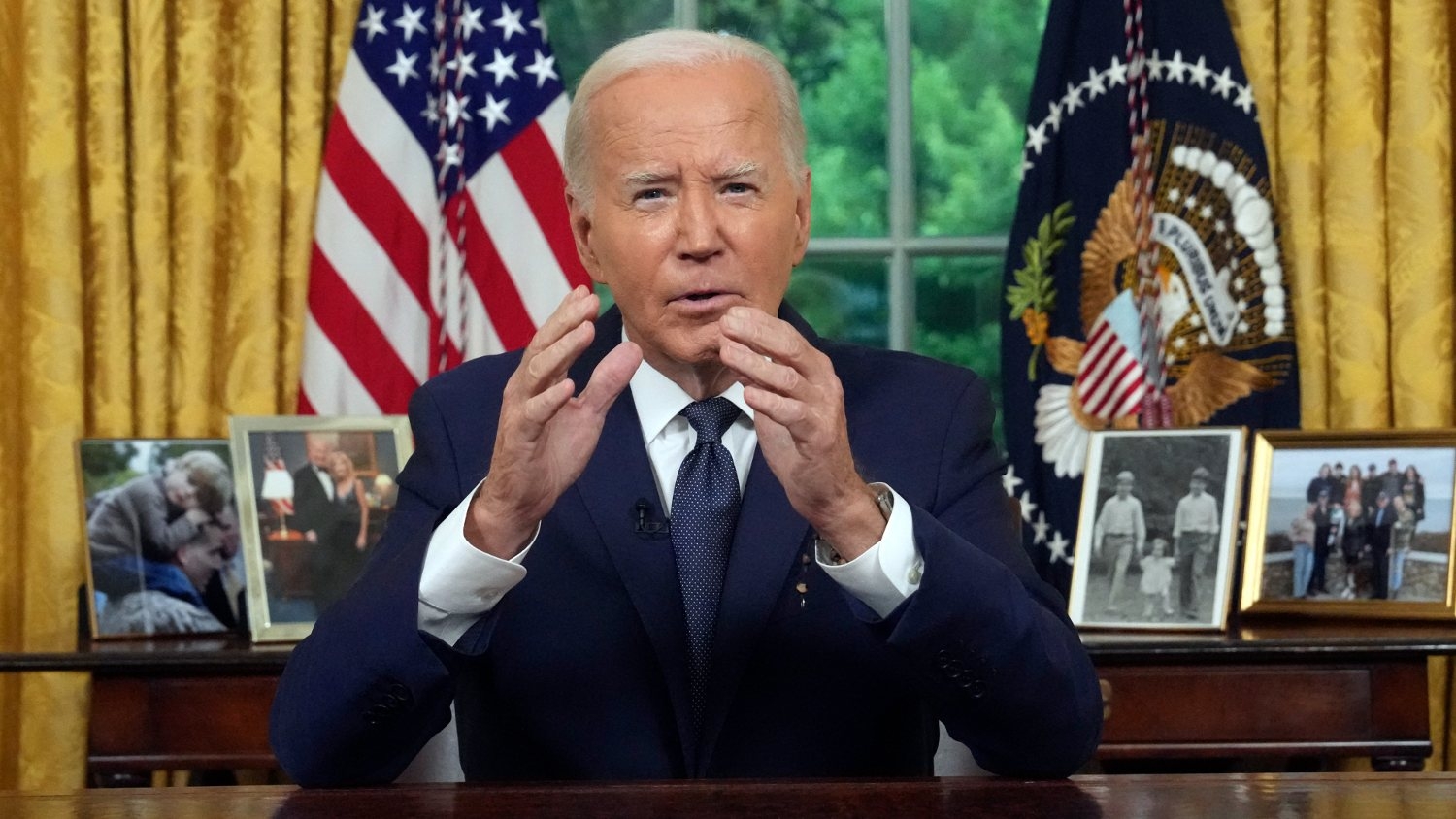 President Joe Biden addresses the nation from the White House in Washington on 14 July 2024, about the assassination attempt of former President Donald Trump at a campaign rally in Pennsylvania.