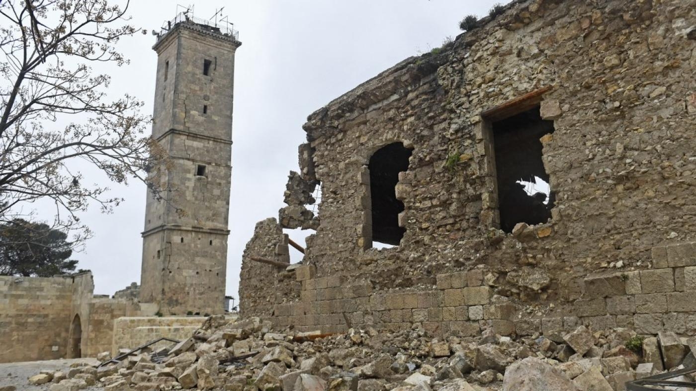 L’ancienne citadelle d’Alep a été lourdement endommagée par le tremblement de terre meurtrier qui a secoué la Syrie et la Turquie le 6 février 2023 (AFP)