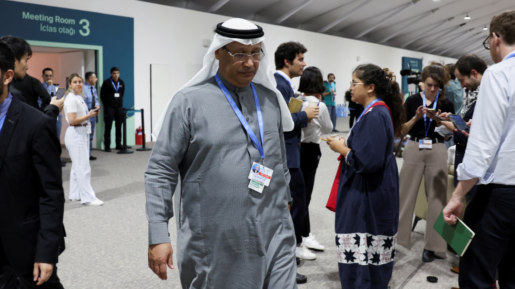 Saudi Arabia’s chief climate negotiator, Khalid Almehaid, attends the Cop29 UN Climate Change Conference in Baku on 23 November 2024 (Murad Sezer/Reuters)