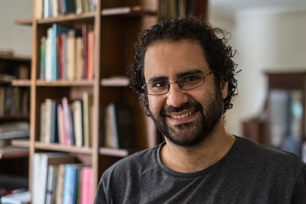 Egyptian activist and blogger Alaa Abdel Fattah at his home in Cairo on 17 May 2019 (AFP)