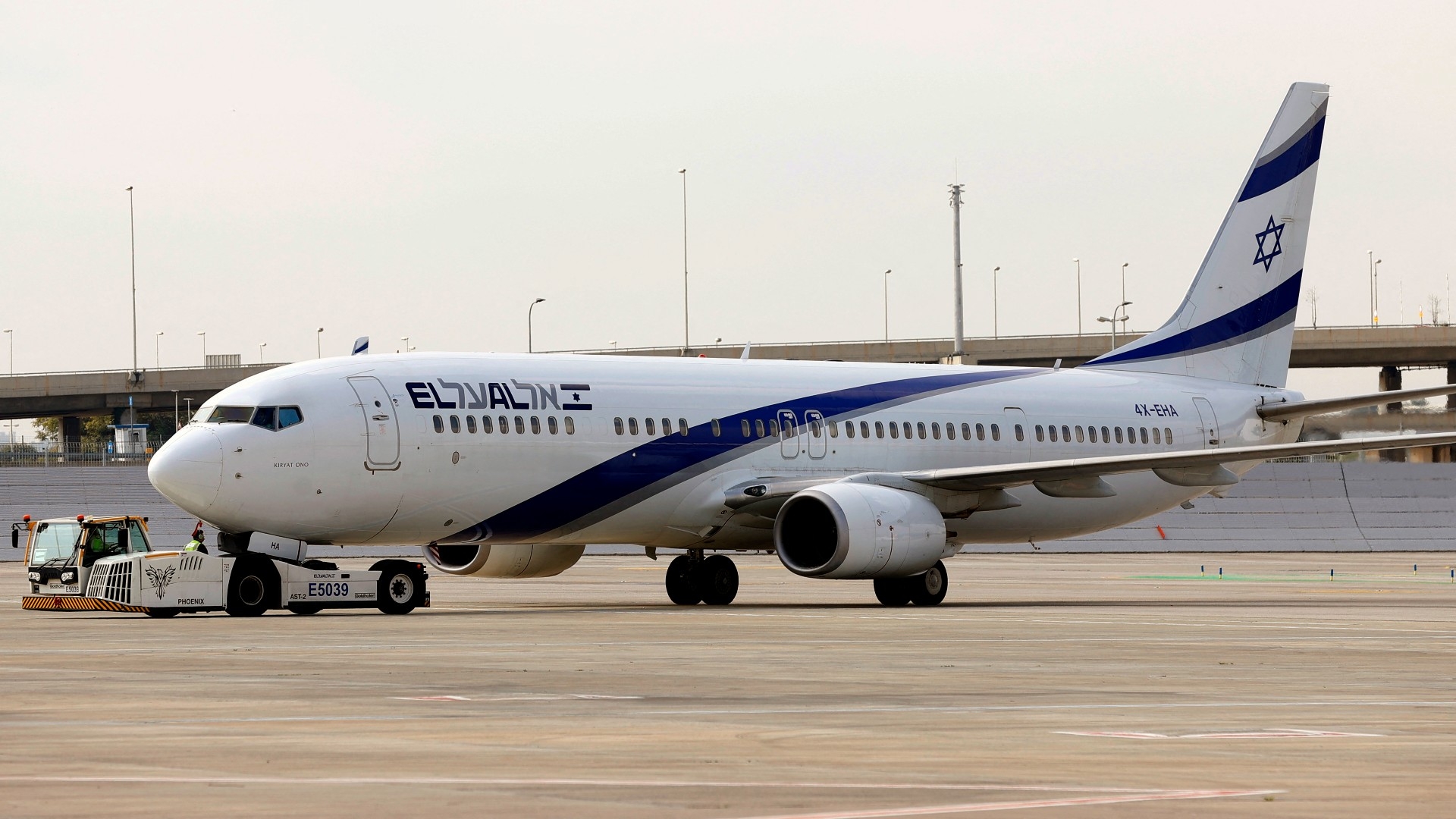 An Israeli Airlines El Al Boeing 737 at the tarmac in Israel's Ben Gurion International airport on the outskirts of Tel Aviv on 20 February 2022 (AFP)