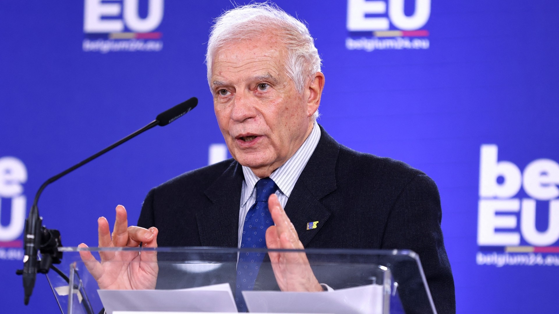 European Union foreign policy chief Josep Borrell speaks during a press conference in Brussels on 12 February 2023 (AFP/Kenzo Tribouillard) 