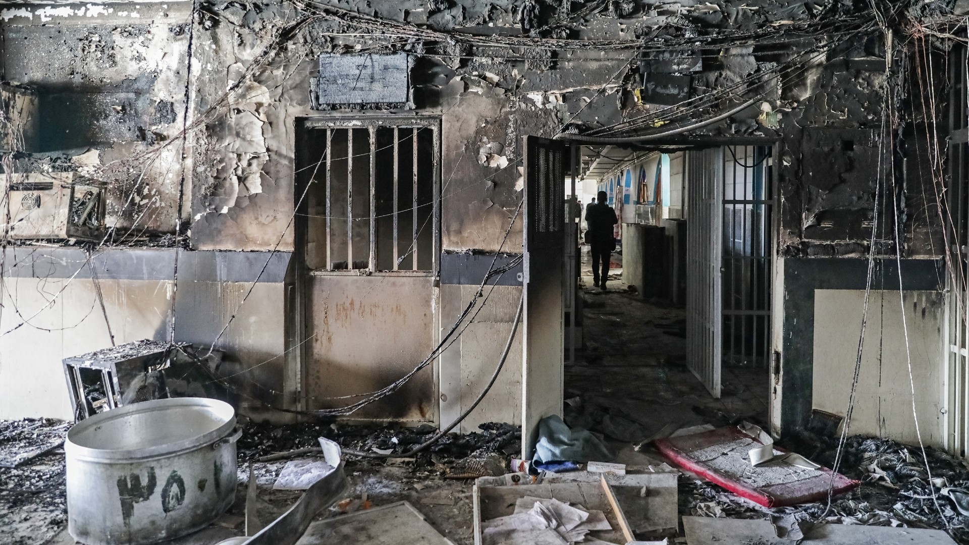 Damage caused by a fire in the notorious Evin prison, northwest of the Iranian capital Tehran on 16 October 2022 (AFP)