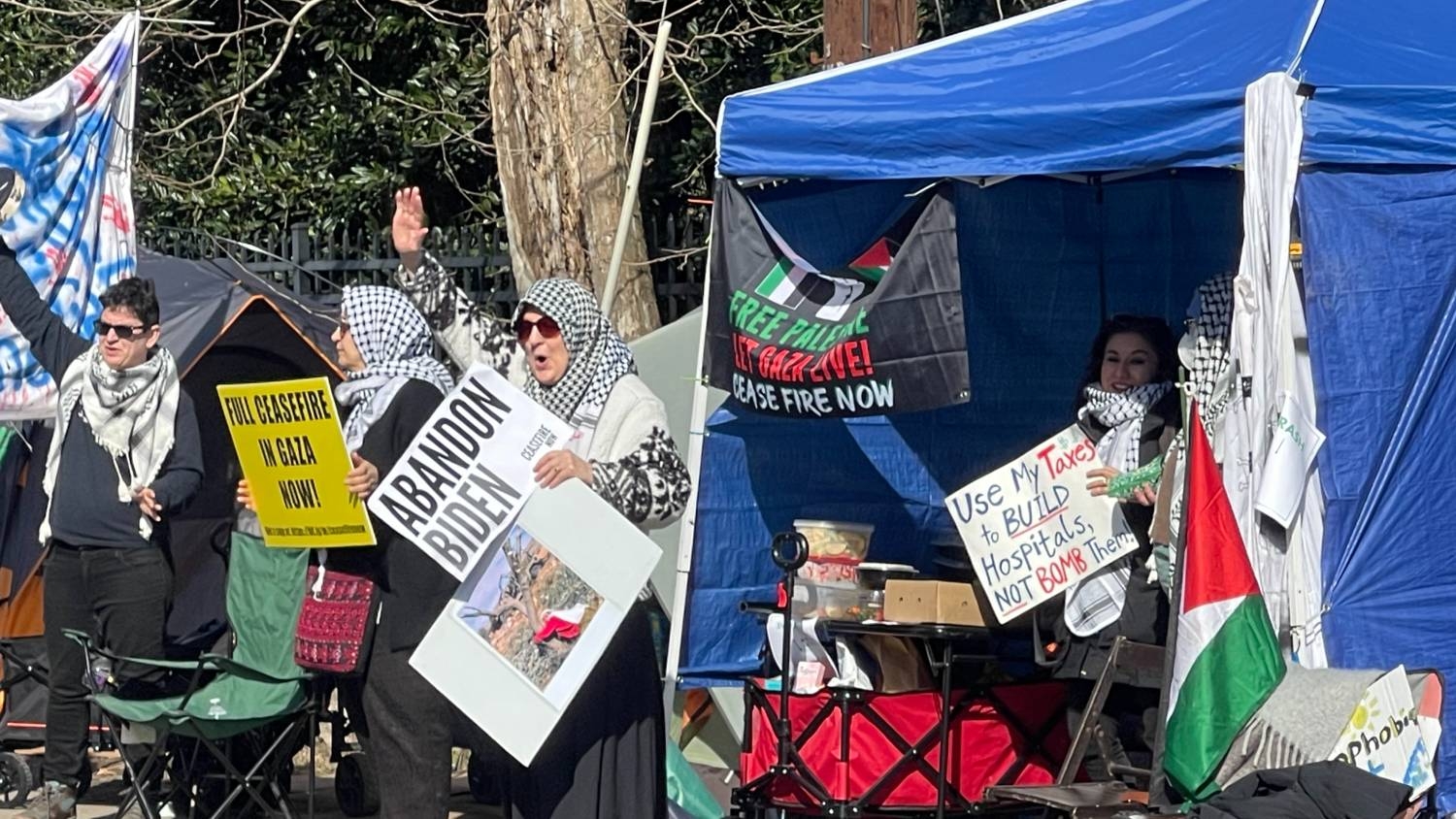 Pro-Palestinian protesters demonstrate outside the home of Secretary of State Antony Blinken in Mclean, Virginia on 1 February 2024.